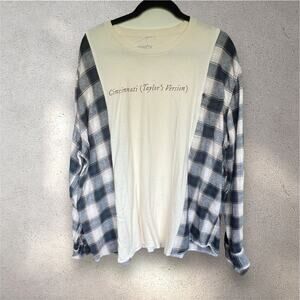 Taylors Version shirt, Cincinnati, upcycled flannel, Taylor Swift T-shirt XL